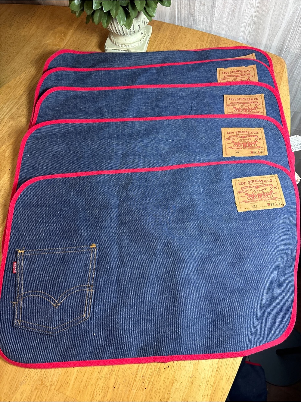 Vintage Levi’s 501 Denim Placemats Set of 5 Now! Designs San Francisco Retro